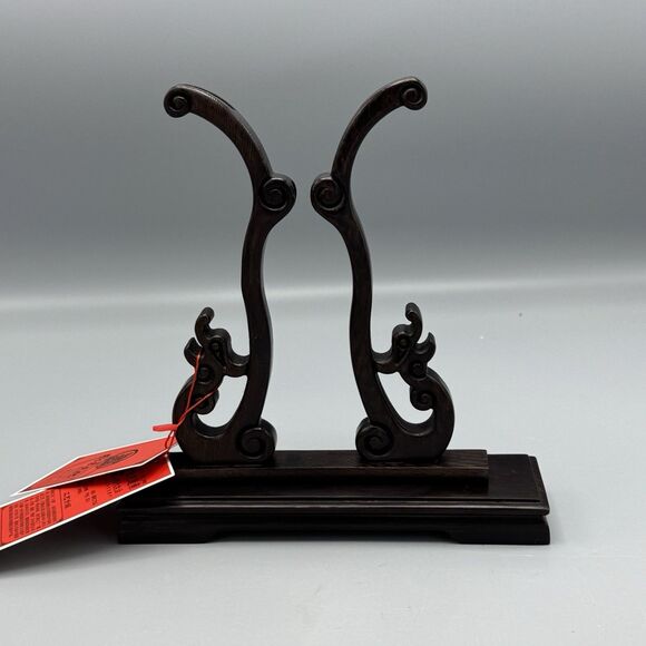 Vtg Chinese Silk Shu Embroidery Wood Lacquer Stand Dbl Sided Pandas Cherry Tree - Picture 10 of 13